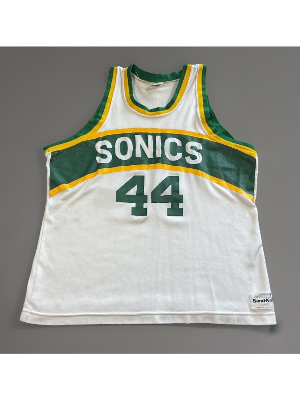 Vintage Seattle SuperSonics Sand Knit #44 NBA Jersey Men’s L USA Sonics RARE